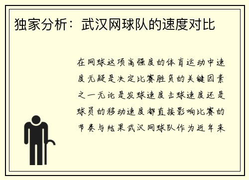 独家分析：武汉网球队的速度对比