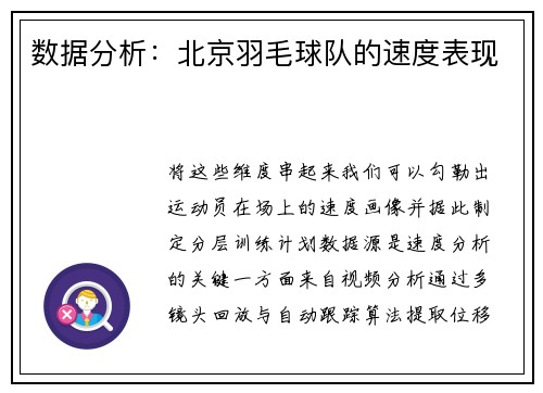 数据分析：北京羽毛球队的速度表现